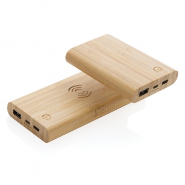 Logo trade corporate gift photo of: Bamboo 8.000 mAh 5W wireless powerbank