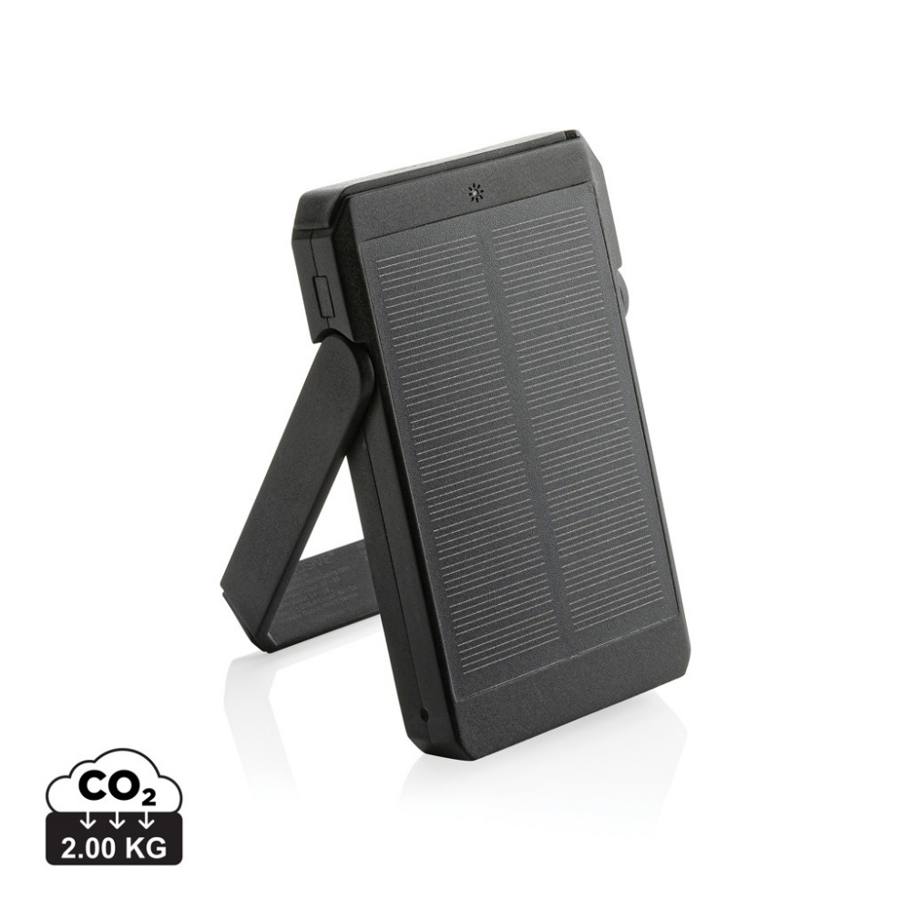 Logo trade promotional merchandise image of: Skywave RCS rplastic solar powerbank 5000 mAh 10W wireless