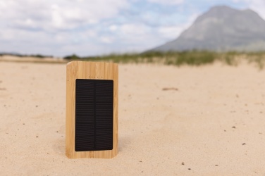 Logotrade promotional merchandise image of: Sunwick 10.000 mAh Bamboo solar powerbank