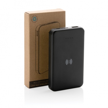 Logo trade promotional merchandise photo of: RCS recycled plastic 5.000 mAh 5W wireless powerbank