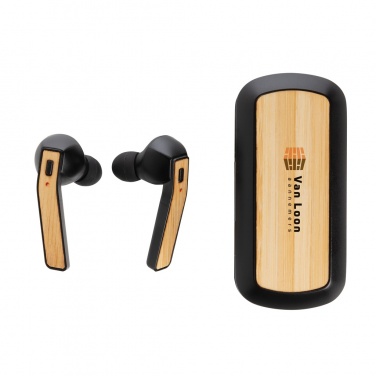 Logo trade promotional gift photo of: Bamboo Free Flow TWS earbuds in case