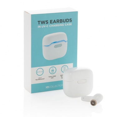 Logo trade business gifts image of: TWS earbuds in UV-C sterilising charging case