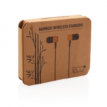 Logo trade promotional items image of: Bamboo wireless earbuds