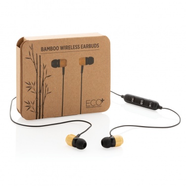 Logo trade advertising products picture of: Bamboo wireless earbuds