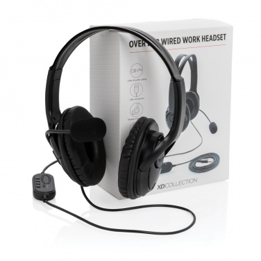 Logo trade advertising products image of: Over ear wired work headset