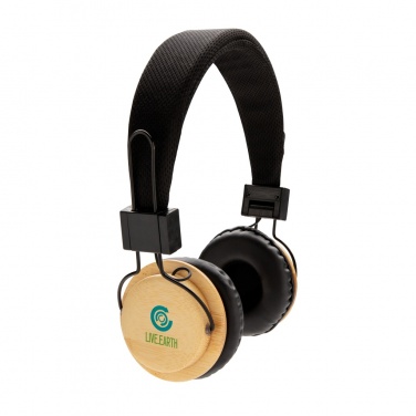 Logo trade promotional gifts image of: Bamboo wireless headphone