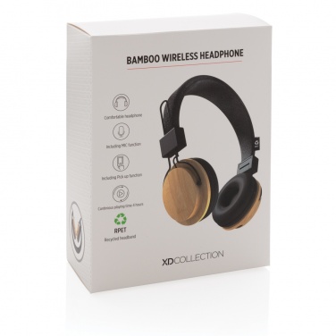 Logo trade promotional merchandise photo of: Bamboo wireless headphone