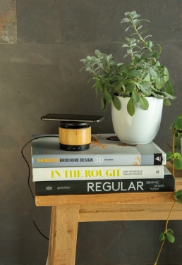 Logo trade business gift photo of: Bamboo wireless charger speaker