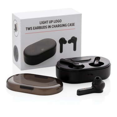 Logotrade promotional gift image of: Light up logo TWS earbuds in charging case