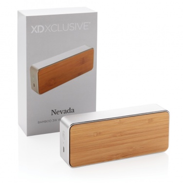 Logo trade promotional gifts image of: Nevada Bamboo 3W wireless speaker