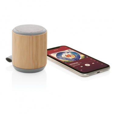 Logo trade promotional gifts image of: Bamboo and fabric 3W wireless speaker