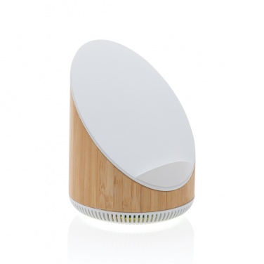 Logo trade promotional giveaway photo of: Ovate bamboo 5W speaker with 15W wireless charger