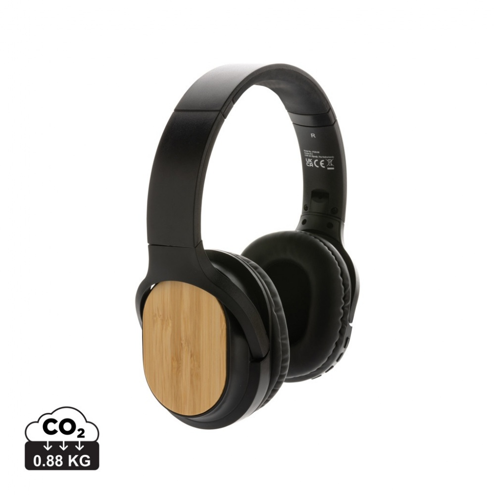 Logo trade corporate gifts picture of: RCS and bamboo Elite Foldable wireless headphone