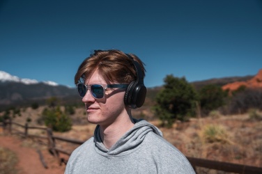 Logo trade advertising products image of: RCS recycled plastic Elite Foldable wireless headphone