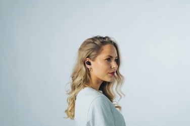 Logo trade promotional giveaways image of: Urban Vitamin Palm Springs RCS rplastic ENC earbuds