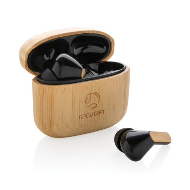 Logotrade corporate gift picture of: Bamboo TWS earbuds with RCS recycled plastic