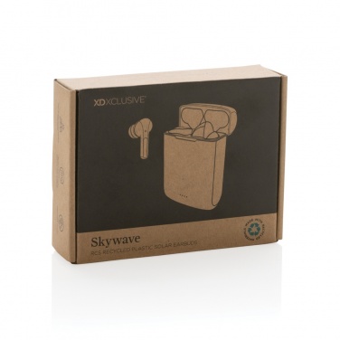 Logo trade promotional item photo of: Skywave RCS recycled plastic solar earbuds
