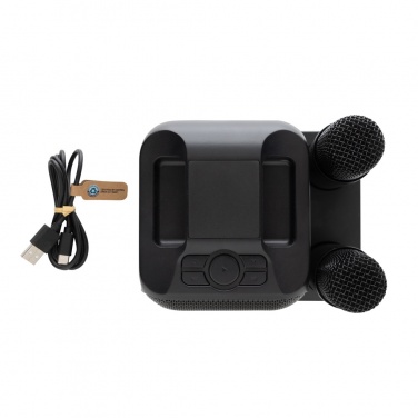 Logo trade promotional merchandise image of: Singvibe RCS recycled plastic karaoke set with double mic