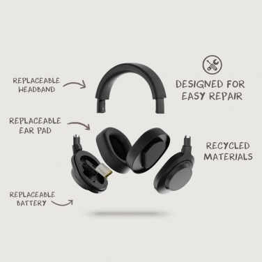 Logotrade promotional giveaways photo of: Irvine RCS recycled and repairable ANC wireless headphone