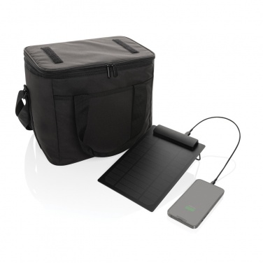 Logo trade promotional giveaways image of: Pedro AWARE™ RPET deluxe cooler bag with 5W solar panel
