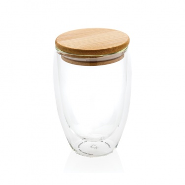 Logotrade business gifts photo of: Double wall borosilicate glass with bamboo lid 350ml