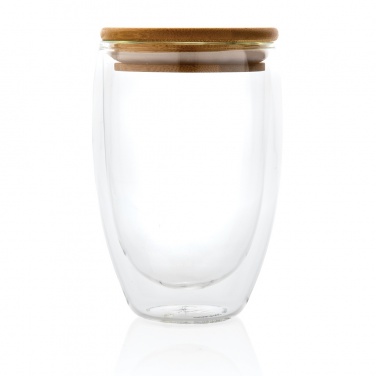 Logotrade advertising product image of: Double wall borosilicate glass with bamboo lid 350ml