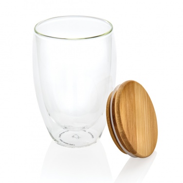 Logotrade promotional merchandise picture of: Double wall borosilicate glass with bamboo lid 350ml