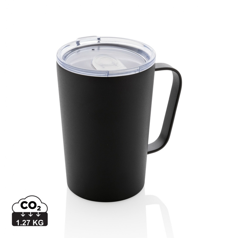 Logotrade promotional product picture of: RCS Recycled stainless steel modern vacuum mug with lid