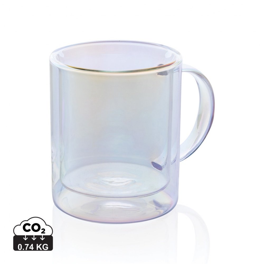 Logo trade promotional gifts picture of: Deluxe double wall electroplated glass mug