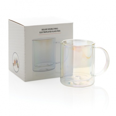Logo trade promotional giveaways image of: Deluxe double wall electroplated glass mug