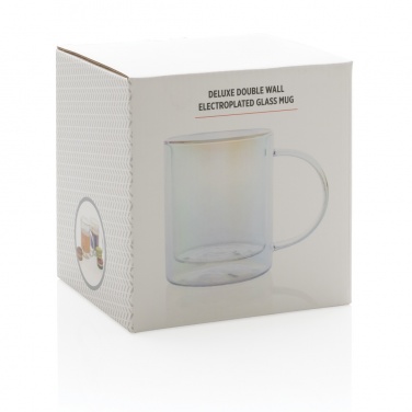 Logo trade promotional giveaways picture of: Deluxe double wall electroplated glass mug
