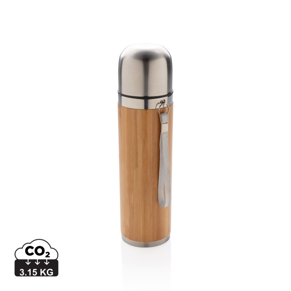 Logo trade advertising products picture of: Bamboo vacuum travel flask