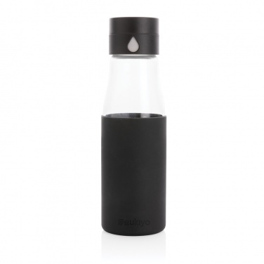 Logo trade promotional item photo of: Ukiyo glass hydration tracking bottle with sleeve