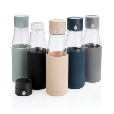 Logo trade promotional merchandise picture of: Ukiyo glass hydration tracking bottle with sleeve