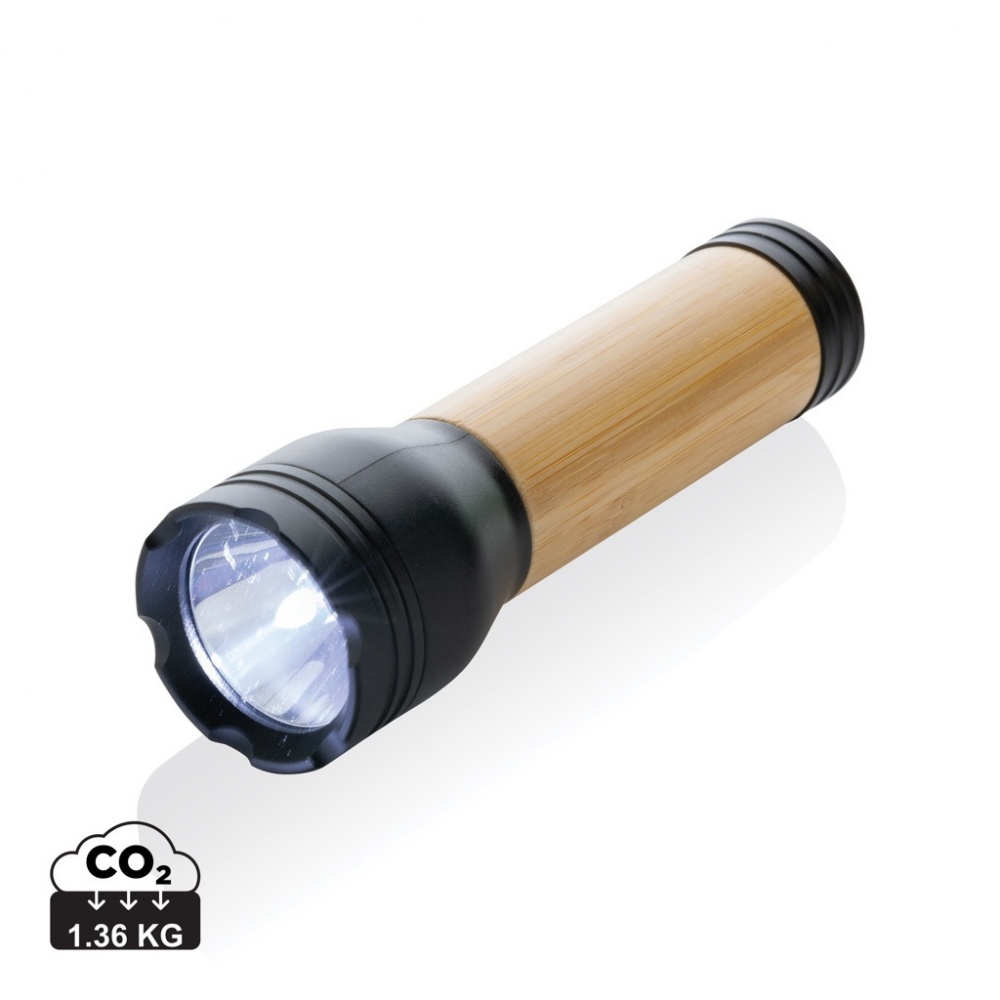 Logotrade promotional item picture of: Lucid 3W RCS certified recycled plastic & bamboo torch
