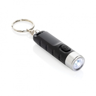 Logo trade business gift photo of: Globix RCS recycled plastic USB re-chargeable keychain torch
