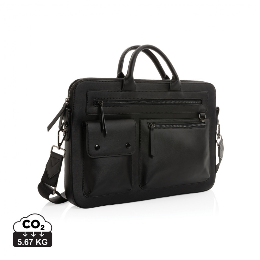 Logo trade promotional giveaway photo of: Swiss Peak GRS recycled PU 14 inch laptop bag
