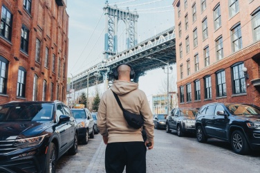 Logotrade promotional items photo of: Crescent AWARE™ RPET half moon sling bag