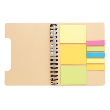 Logo trade promotional giveaways image of: A5 Kraft spiral notebook with sticky notes