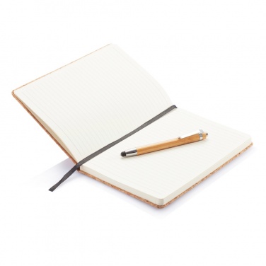 Logo trade corporate gifts picture of: A5 notebook with bamboo pen including stylus