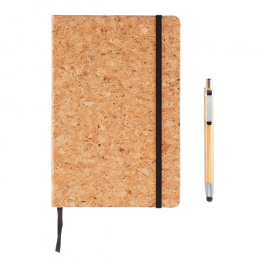 Logotrade advertising product picture of: A5 notebook with bamboo pen including stylus