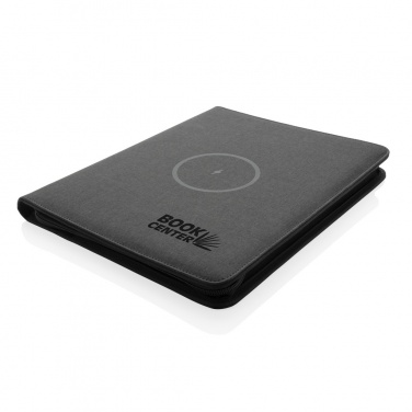 Logo trade business gift photo of: Air 5W wireless charging portfolio A4 w/ 5000 mAh powerbank