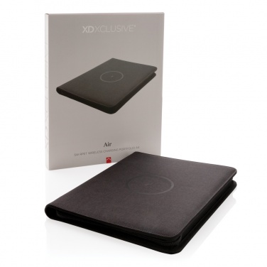 Logotrade business gift image of: Air 5W wireless charging portfolio A4 w/ 5000 mAh powerbank