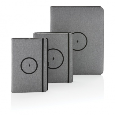 Logo trade promotional items image of: Air 5W wireless charging notebook with 5000mAh powerbank