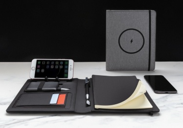 Logo trade corporate gift photo of: Air 5W wireless charging notebook with 5000mAh powerbank