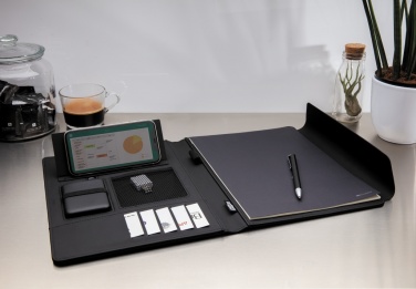 Logo trade promotional gifts picture of: Fiko 5W wireless charging portfolio A4 with powerbank