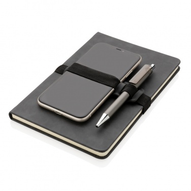 Logo trade promotional products image of: Deluxe hardcover PU notebook A5 with phone and pen holder