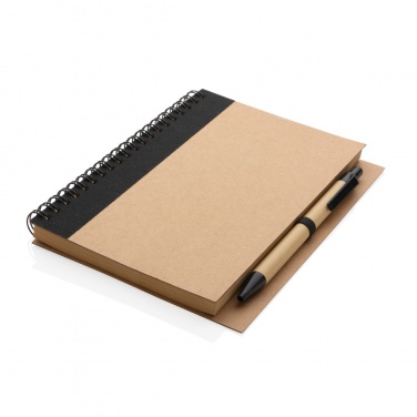 Logo trade advertising products picture of: Kraft spiral notebook with pen