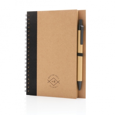 Logotrade corporate gift image of: Kraft spiral notebook with pen