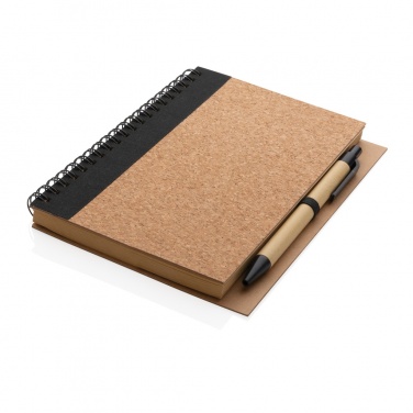 Logo trade promotional gifts picture of: Cork spiral notebook with pen